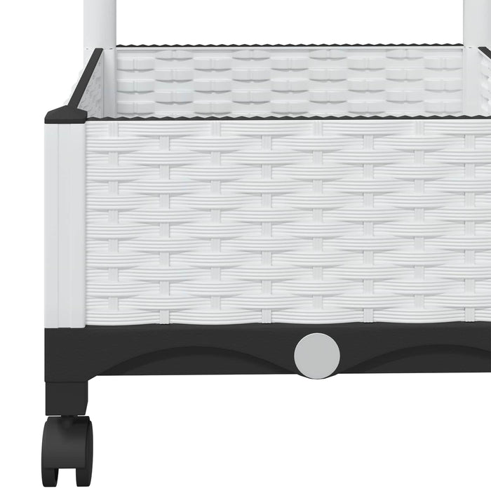 Vază de gradină cu spalier și roți Alb 80 x 40 x 131,5 cm PP WALTI