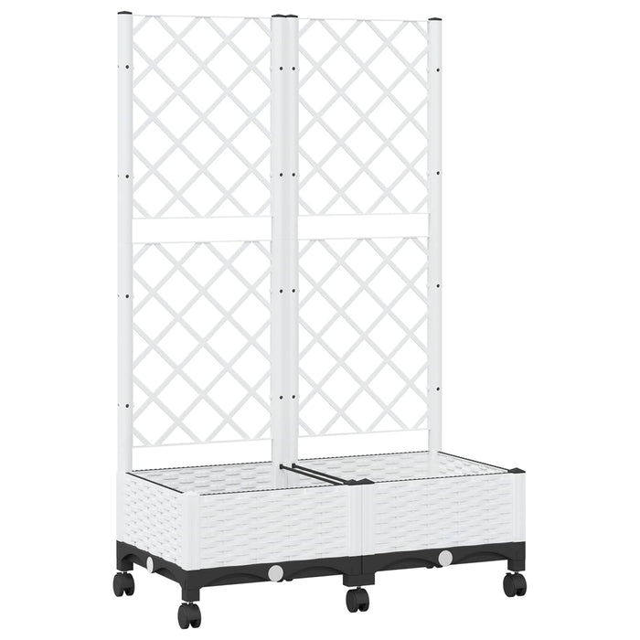 Vază de gradină cu spalier și roți Alb 80 x 40 x 131,5 cm PP WALTI