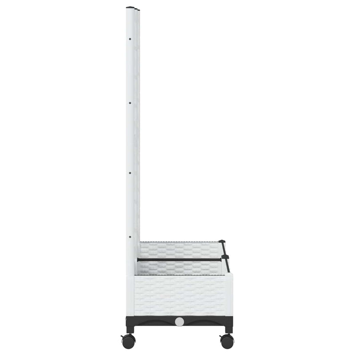 Vază de gradină cu spalier și roți Alb 80 x 40 x 131,5 cm PP WALTI