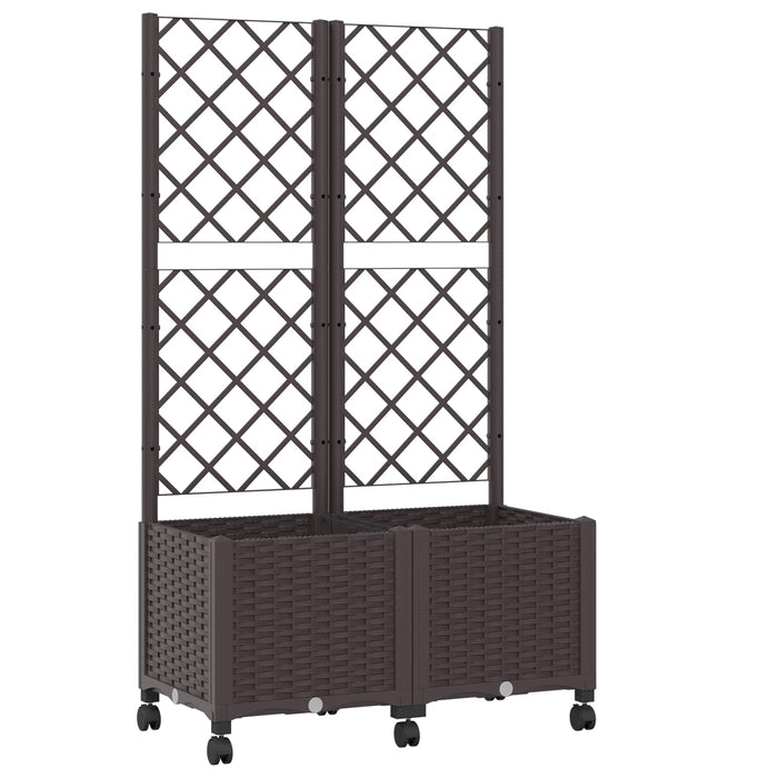 Vază de gradină cu spalier și roți Maro 80 x 40 x 146 cm PP WALTI