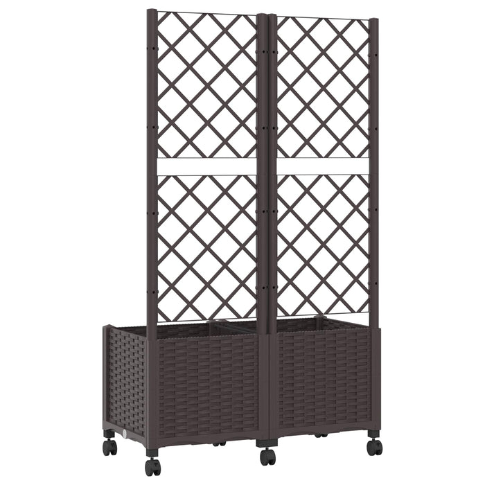Vază de gradină cu spalier și roți Maro 80 x 40 x 146 cm PP WALTI