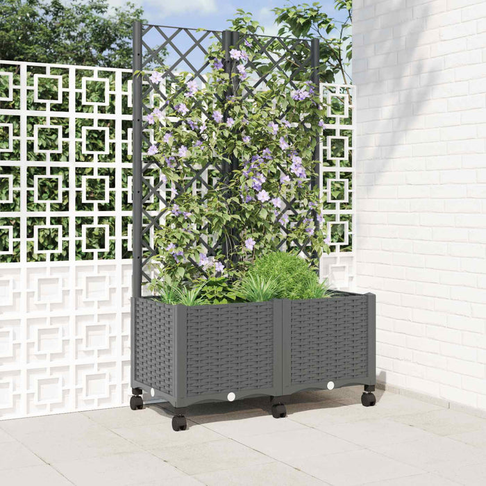 Vază de gradină cu spalier și roți Gri deschis 80 x 40 x 146 cm WALTI