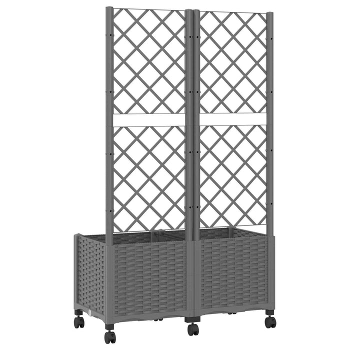 Vază de gradină cu spalier și roți Gri deschis 80 x 40 x 146 cm WALTI