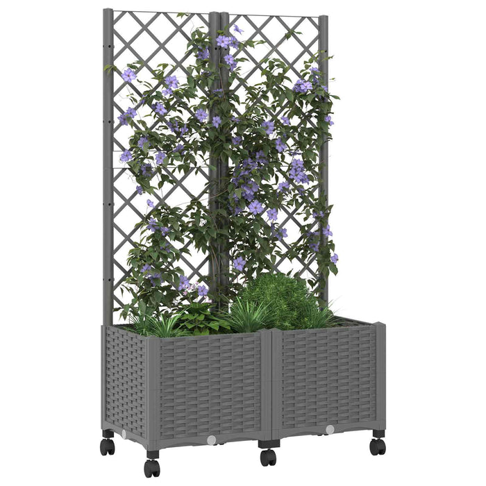 Vază de gradină cu spalier și roți Gri deschis 80 x 40 x 146 cm WALTI