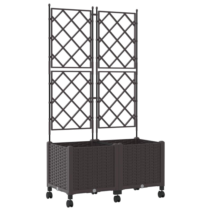 Vază de gradină cu spalier și roți 2 buc. Maro 80 x 40 x 149 cm - WALTI WALTI