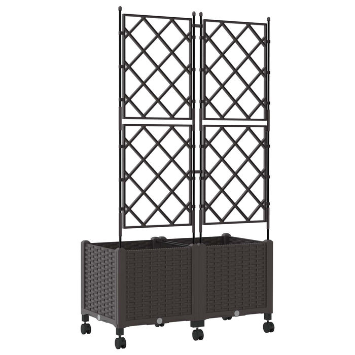 Vază de gradină cu spalier și roți 2 buc. Maro 80 x 40 x 149 cm - WALTI WALTI