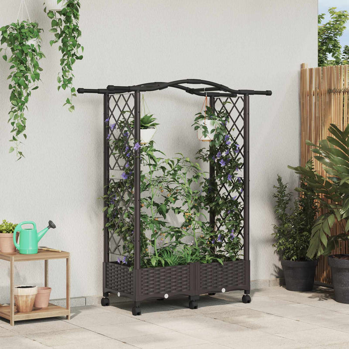 Pat Ridicat cu Trellis și Acoperiș Maro 124 x 40 x 129 cm PP - WALTI WALTI