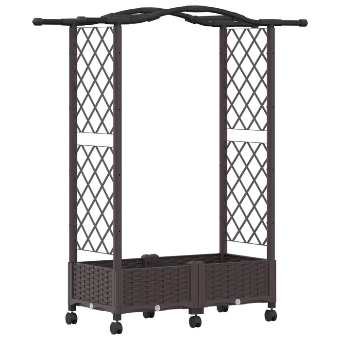 Pat Ridicat cu Trellis și Acoperiș Maro 124 x 40 x 129 cm PP - WALTI WALTI