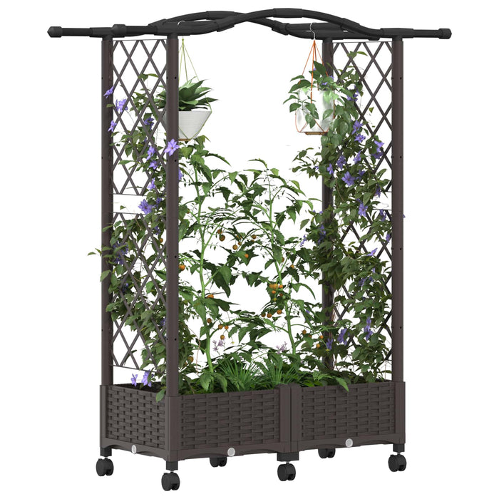 Pat Ridicat cu Trellis și Acoperiș Maro 124 x 40 x 129 cm PP - WALTI WALTI