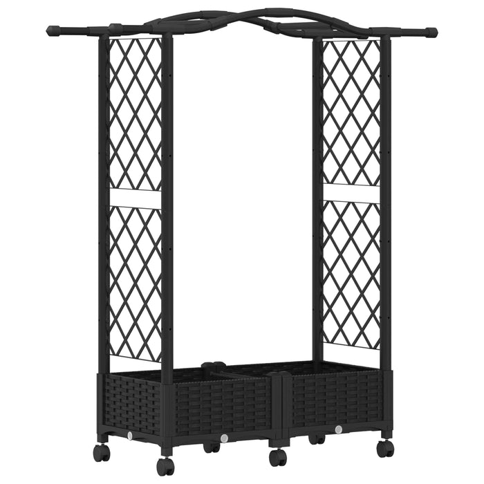 Pat Ridicat cu Trellis și Acoperiș Negru 124 x 40 x 129 cm PP - WALTI WALTI