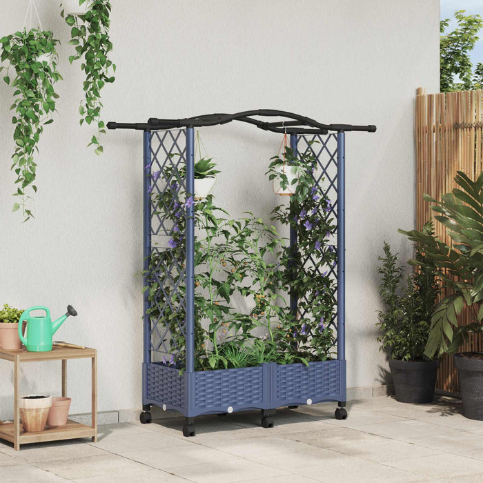 Pat Ridicat cu Trellis și Acoperiș Gri 124 x 40 x 129 cm PP - WALTI WALTI