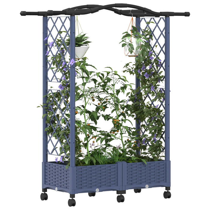 Pat Ridicat cu Trellis și Acoperiș Gri 124 x 40 x 129 cm PP - WALTI WALTI