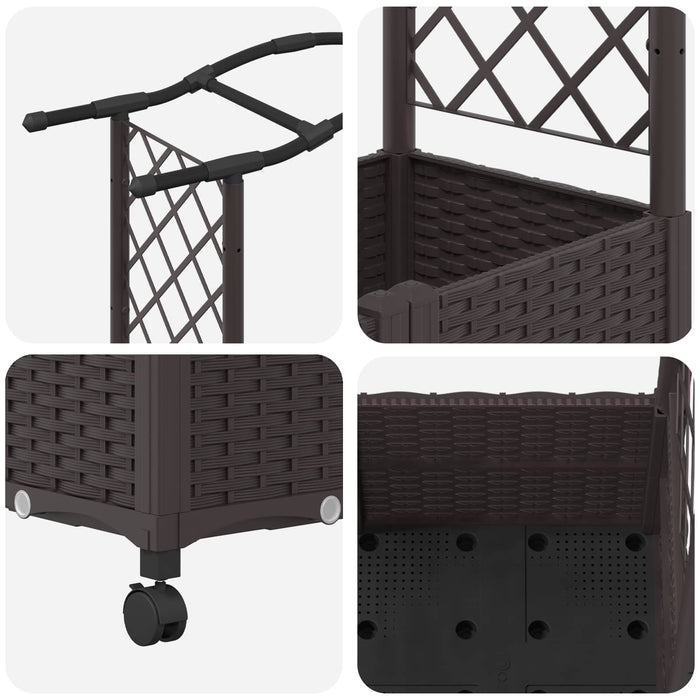 Pat Ridicat cu Trellis și Acoperiș Maro 125 x 40 x 144 cm PP WALTI