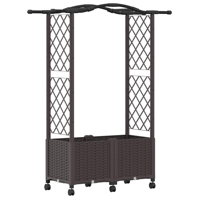 Pat Ridicat cu Trellis și Acoperiș Maro 125 x 40 x 144 cm PP WALTI
