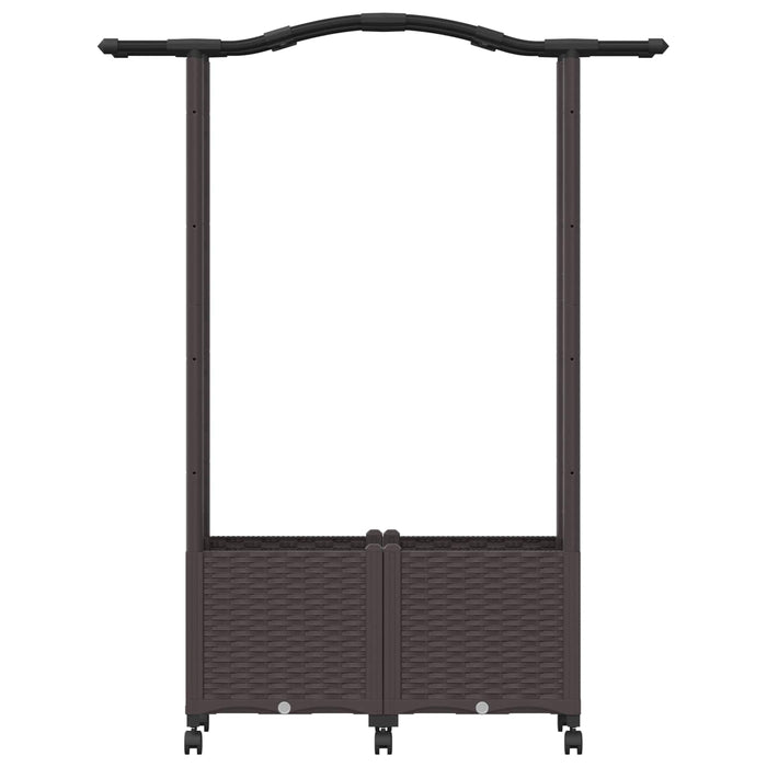 Pat Ridicat cu Trellis și Acoperiș Maro 125 x 40 x 144 cm PP WALTI