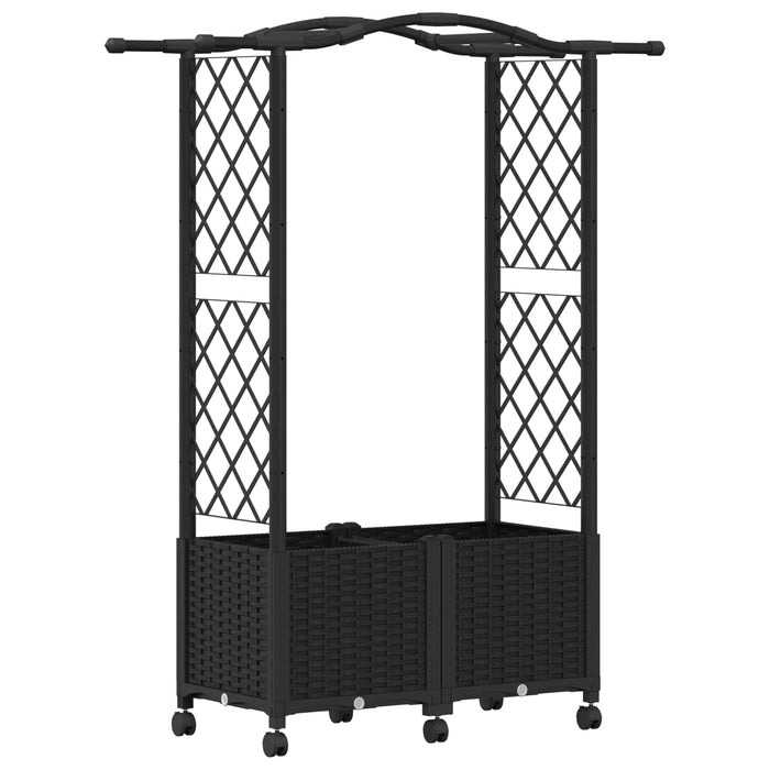 Pat Ridicat cu Trellis și Acoperiș Negru 125 x 40 x 144 cm PP - WALTI WALTI
