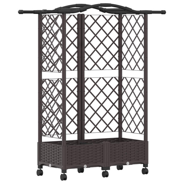 Pat Ridicat cu Trellis și Acoperiș Maro 124 x 40 x 129 cm PP WALTI