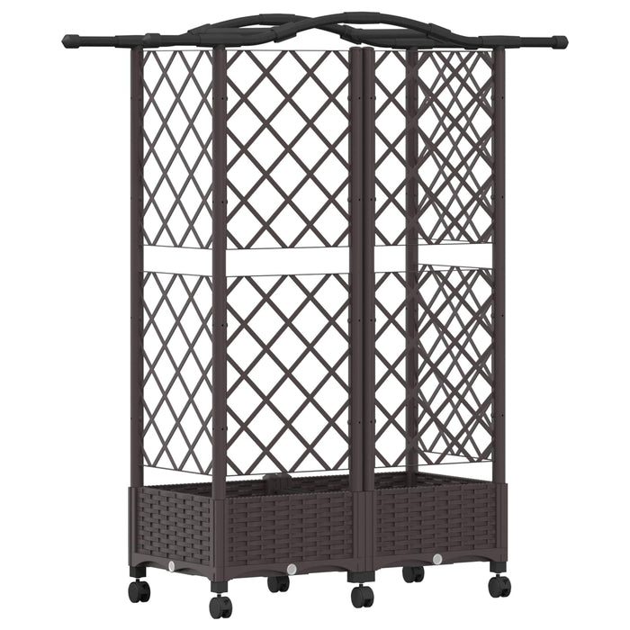 Pat Ridicat cu Trellis și Acoperiș Maro 124 x 40 x 129 cm PP WALTI