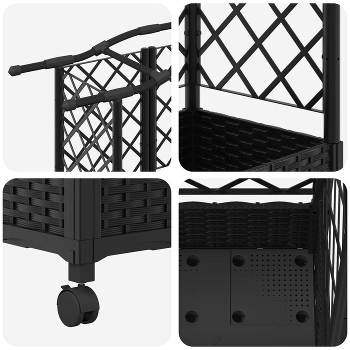 Pat Ridicat cu Trellis și Acoperiș Negru 124 x 40 x 129 cm PP WALTI
