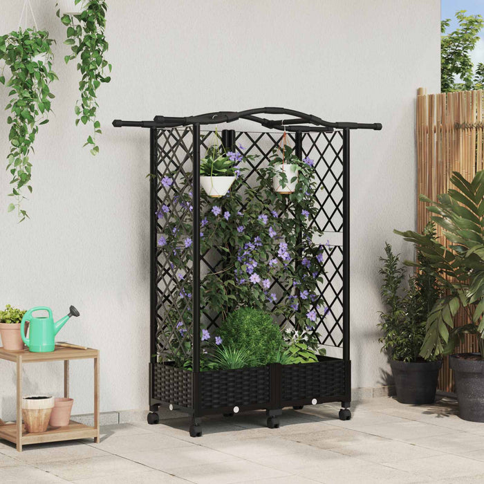 Pat Ridicat cu Trellis și Acoperiș Negru 124 x 40 x 129 cm PP WALTI