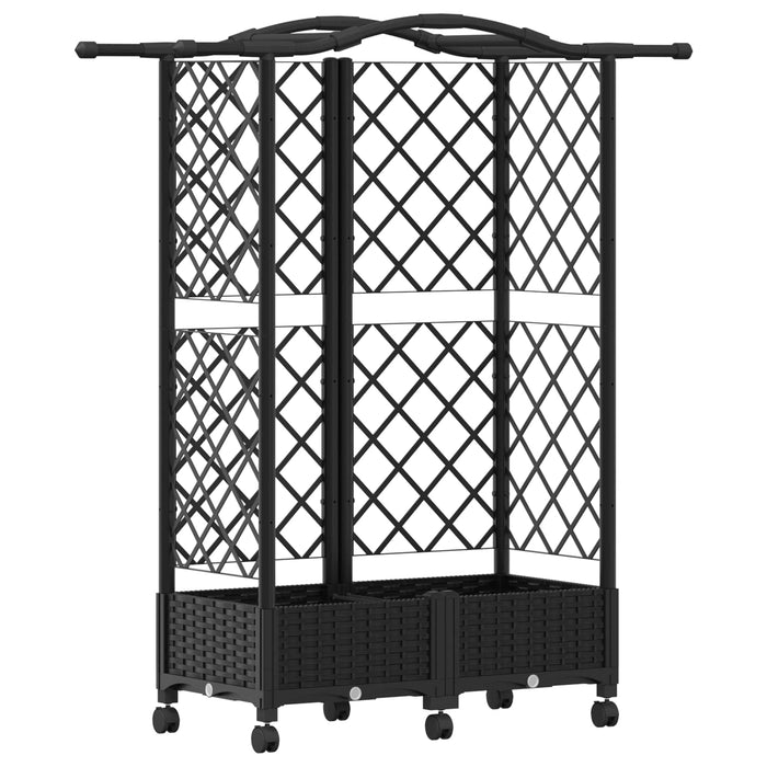 Pat Ridicat cu Trellis și Acoperiș Negru 124 x 40 x 129 cm PP WALTI
