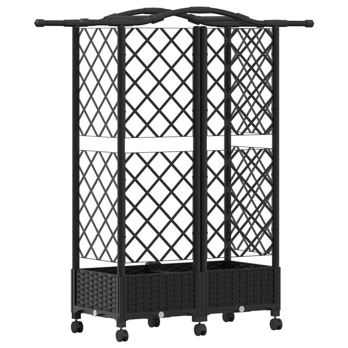 Pat Ridicat cu Trellis și Acoperiș Negru 124 x 40 x 129 cm PP WALTI