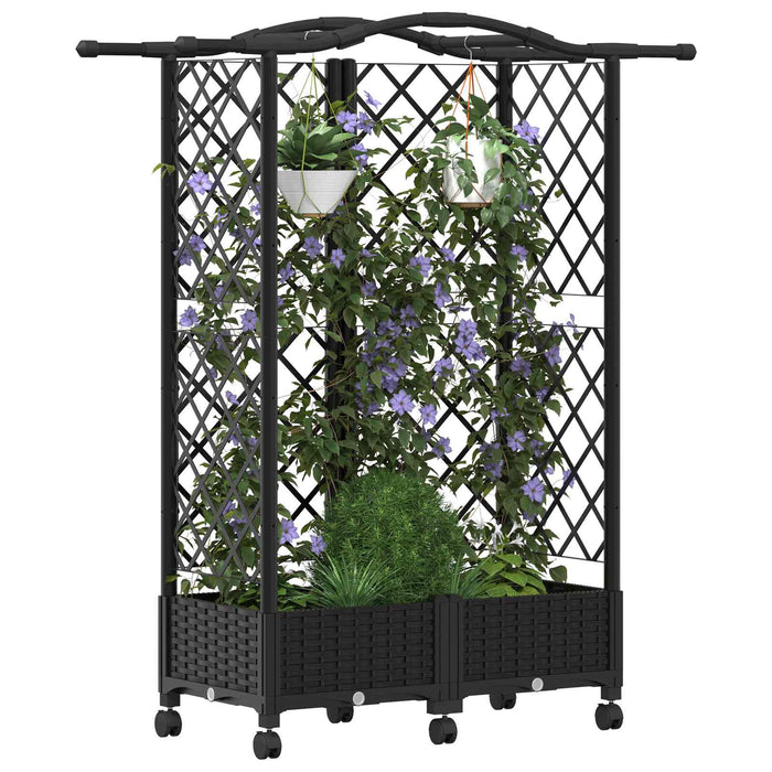 Pat Ridicat cu Trellis și Acoperiș Negru 124 x 40 x 129 cm PP WALTI