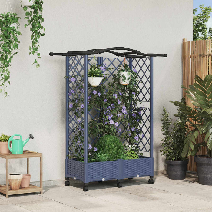 Pat Ridicat cu Trellis și Acoperiș Gri 124 x 40 x 129 cm PP WALTI