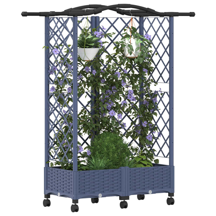 Pat Ridicat cu Trellis și Acoperiș Gri 124 x 40 x 129 cm PP WALTI