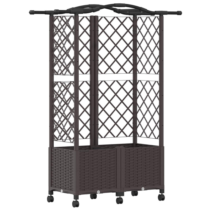 Pat Ridicat cu Trellis și Acoperiș Maro 122 x 40 x 144 cm PP WALTI