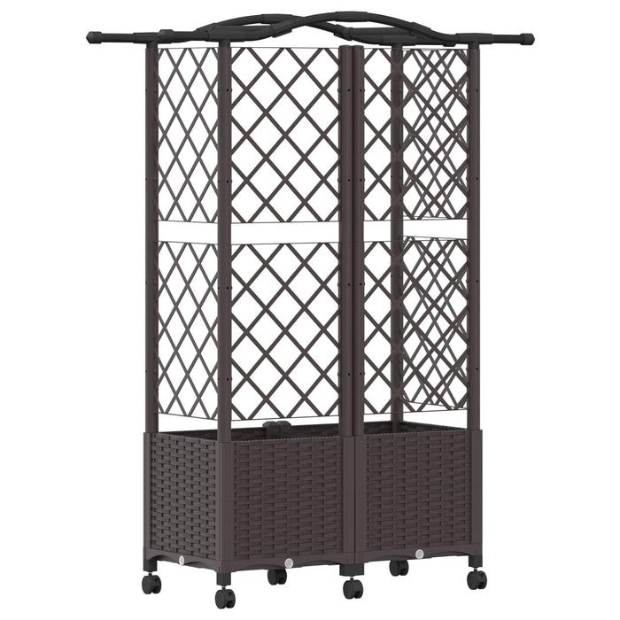 Pat Ridicat cu Trellis și Acoperiș Maro 122 x 40 x 144 cm PP WALTI