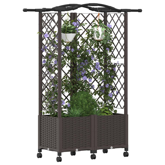 Pat Ridicat cu Trellis și Acoperiș Maro 122 x 40 x 144 cm PP WALTI