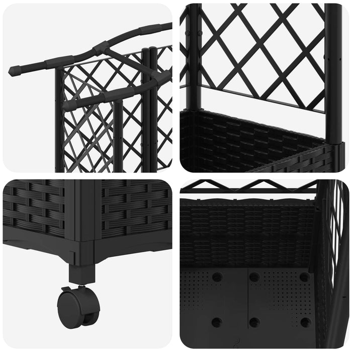 Pat Ridicat cu Trellis și Acoperiș Negru 122 x 40 x 144 cm PP WALTI