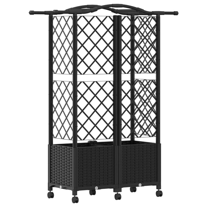 Pat Ridicat cu Trellis și Acoperiș Negru 122 x 40 x 144 cm PP WALTI