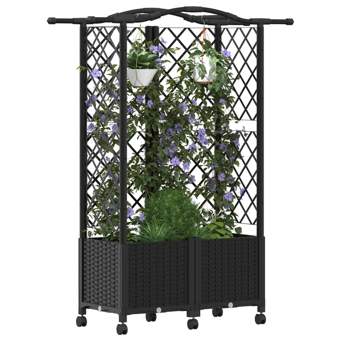 Pat Ridicat cu Trellis și Acoperiș Negru 122 x 40 x 144 cm PP WALTI