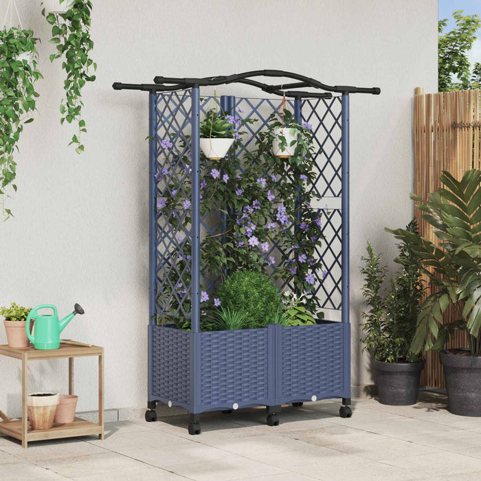 Pat Ridicat cu Trellis și Acoperiș Gri 122 x 40 x 144 cm PP WALTI