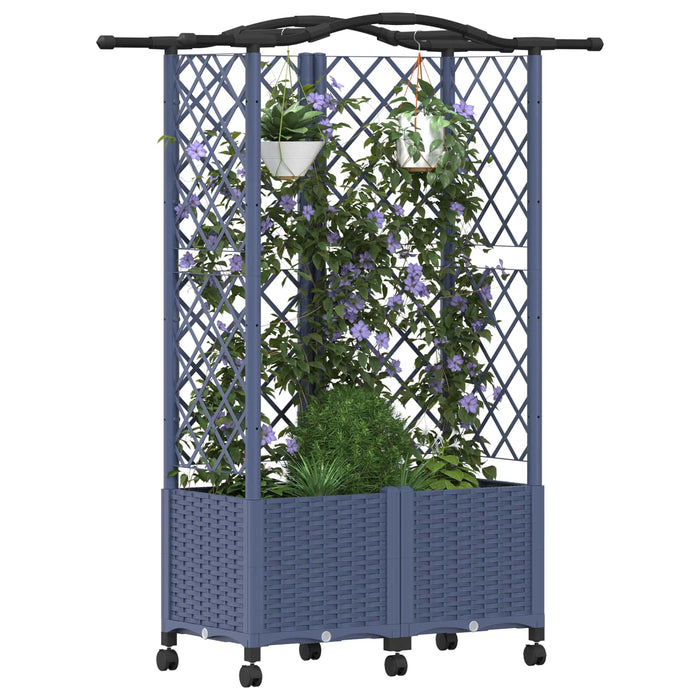 Pat Ridicat cu Trellis și Acoperiș Gri 122 x 40 x 144 cm PP WALTI