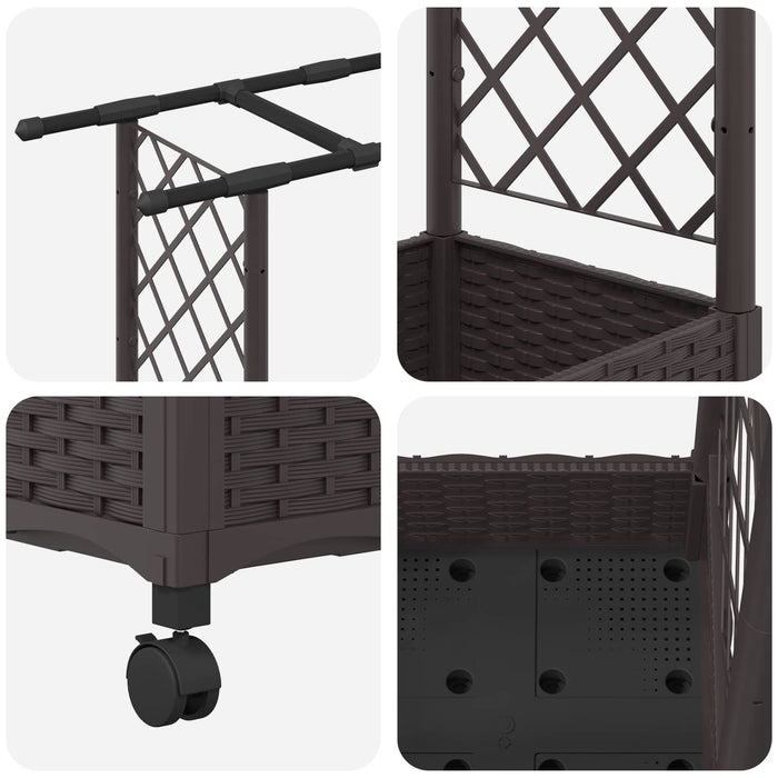 Pat Ridicat cu Trellis și Acoperiș Maro 122,5 x 40 x 127 cm PP WALTI