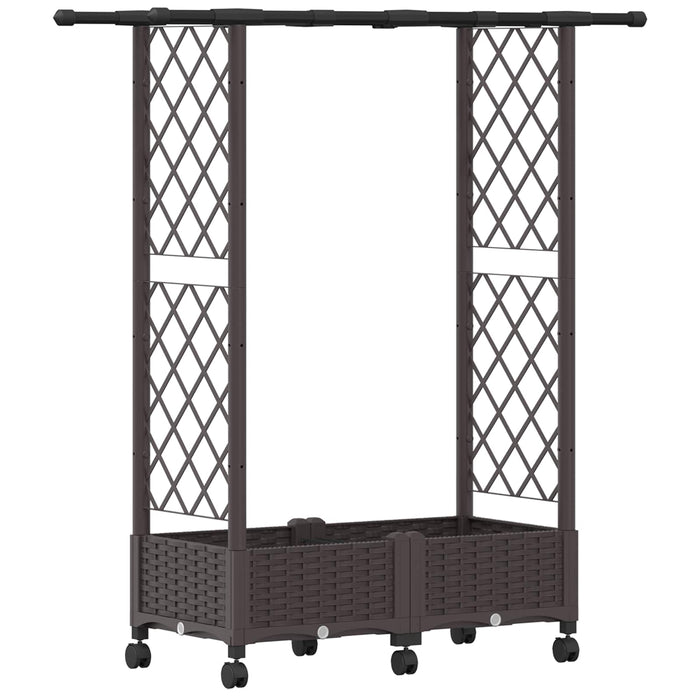 Pat Ridicat cu Trellis și Acoperiș Maro 122,5 x 40 x 127 cm PP WALTI
