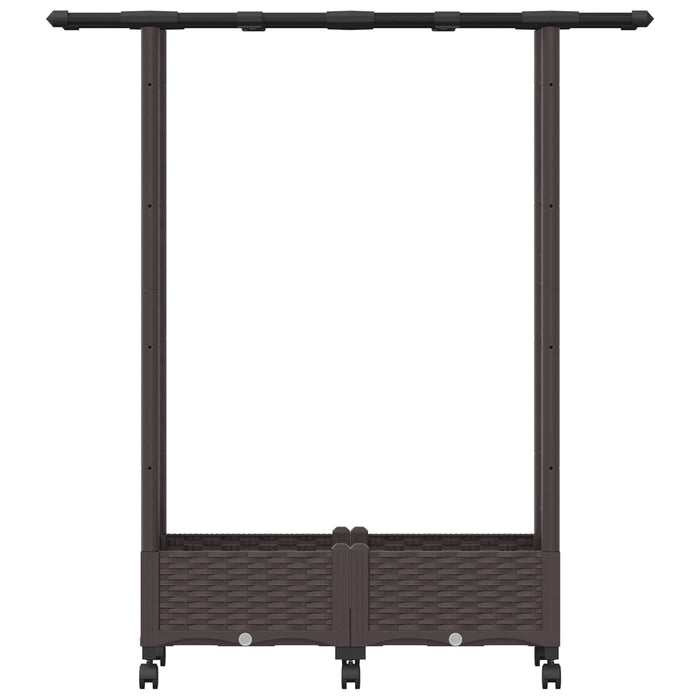 Pat Ridicat cu Trellis și Acoperiș Maro 122,5 x 40 x 127 cm PP WALTI