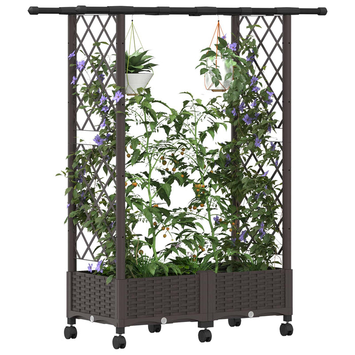 Pat Ridicat cu Trellis și Acoperiș Maro 122,5 x 40 x 127 cm PP WALTI