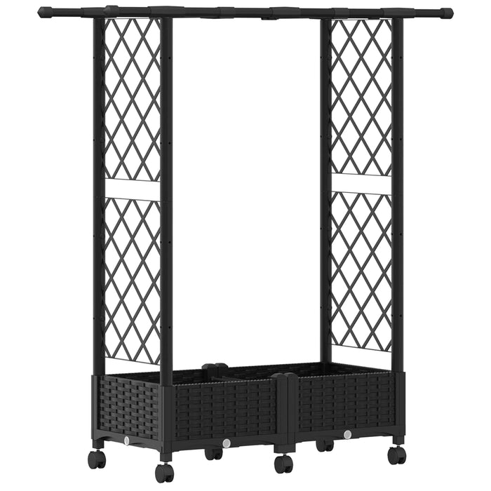 Pat Ridicat cu Trellis și Acoperiș Negru 122,5 x 40 x 127 cm PP WALTI