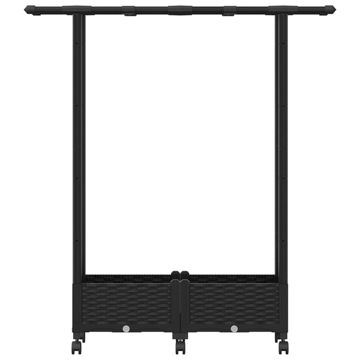 Pat Ridicat cu Trellis și Acoperiș Negru 122,5 x 40 x 127 cm PP WALTI