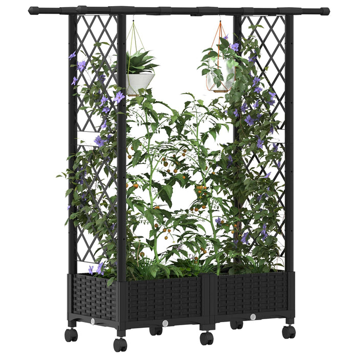 Pat Ridicat cu Trellis și Acoperiș Negru 122,5 x 40 x 127 cm PP WALTI