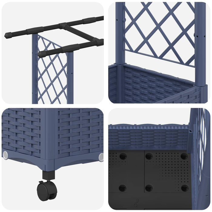 Pat Ridicat cu Trellis și Acoperiș Gri 122,5 x 40 x 127 cm PP WALTI