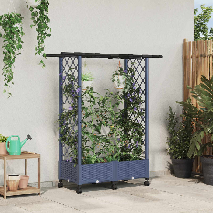 Pat Ridicat cu Trellis și Acoperiș Gri 122,5 x 40 x 127 cm PP WALTI