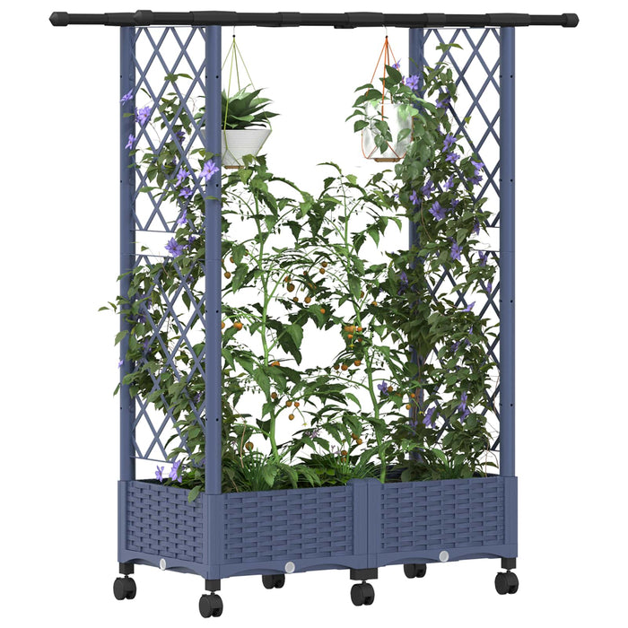 Pat Ridicat cu Trellis și Acoperiș Gri 122,5 x 40 x 127 cm PP WALTI