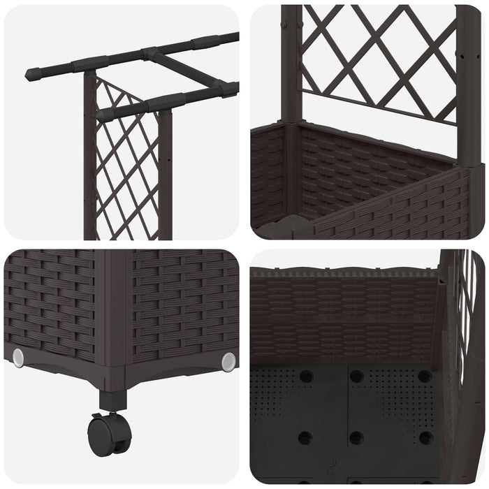 Pat Ridicat cu Trellis și Acoperiș Maro 124,5 x 40 x 142 cm PP WALTI