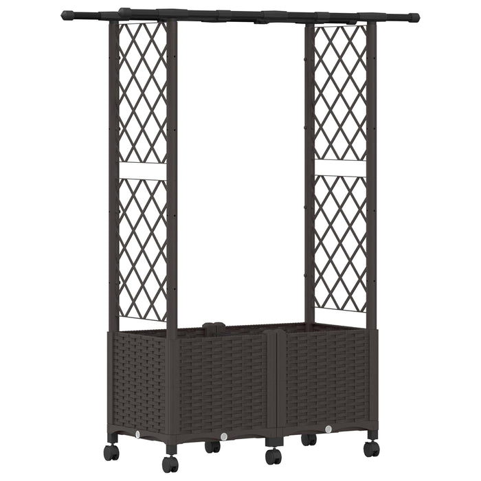 Pat Ridicat cu Trellis și Acoperiș Maro 124,5 x 40 x 142 cm PP WALTI