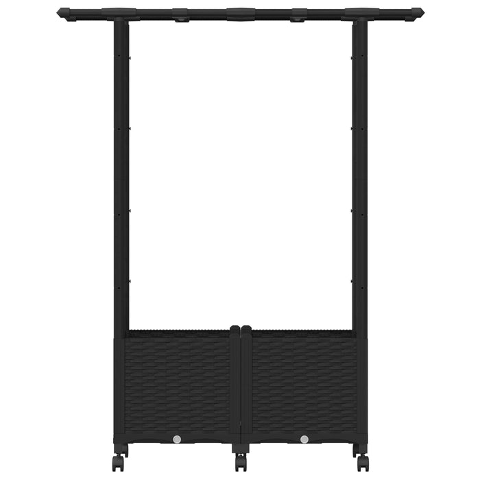 Pat Ridicat cu Trellis și Acoperiș Negru 124,5 x 40 x 142 cm PP WALTI